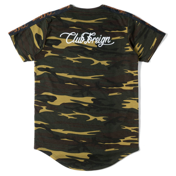 Club Foreign Performance Longline T-shirt Camo Green - Trends Society